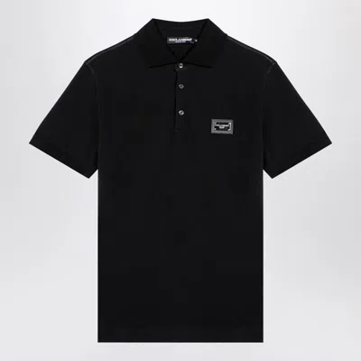 Dolce & Gabbana Polo With Logo Plaque In Black