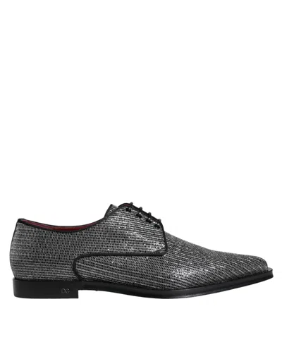 Dolce & Gabbana Black Woven Leather Derby Shoes