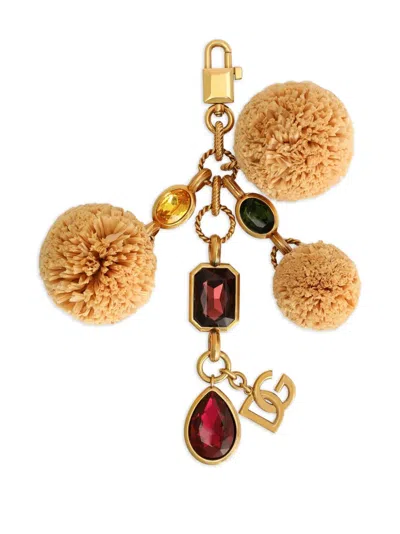 Dolce & Gabbana Pom-pom Charm Keychain In Gold