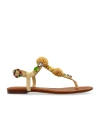 Dolce & Gabbana Embellished Raffia-effect Thong Sandals