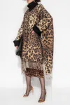 Dolce & Gabbana Leopard-print Fringed Poncho In Beige