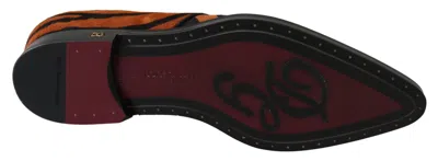 Dolce & Gabbana Pony Hair Tiger-print Formal Flat In Orange