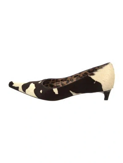 Pre-owned Dolce & Gabbana Ponyhair Animal Print Mules In Multi