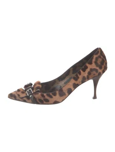 Pre-owned Dolce & Gabbana Ponyhair Animal Print Pumps In Brown