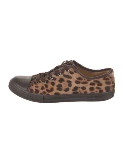 Pre-owned Dolce & Gabbana Ponyhair Animal Print Sneakers In Brown