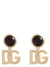 Dolce & Gabbana Logo Gemstone Accent Clip Earrings In Gold