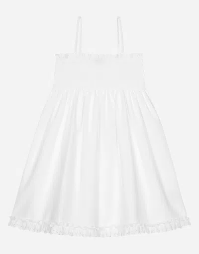 Dolce & Gabbana Poplin And Broderie Anglaise Dress In White