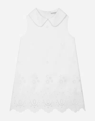 Dolce & Gabbana Babies' Poplin And Broderie Anglaise Dress In White