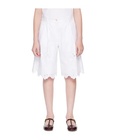 Dolce & Gabbana Poplin And Broderie Anglaise Shorts In White