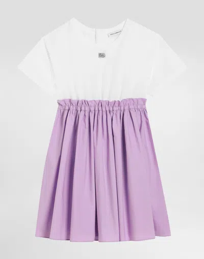 Dolce & Gabbana Poplin And Jersey Dress In Multicolor