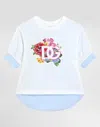 Dolce & Gabbana Poplin And Jersey T-shirt With Patch In Multicolor