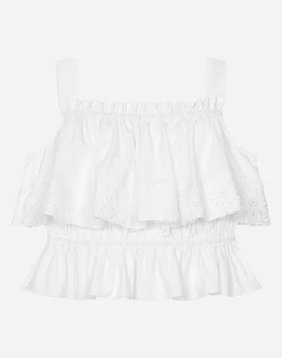 Dolce & Gabbana Poplin And Lace Top In White
