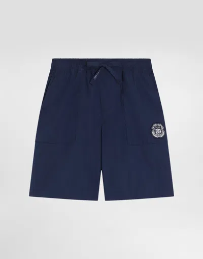 Dolce & Gabbana Kids' Poplin Bermuda Shorts In Blue