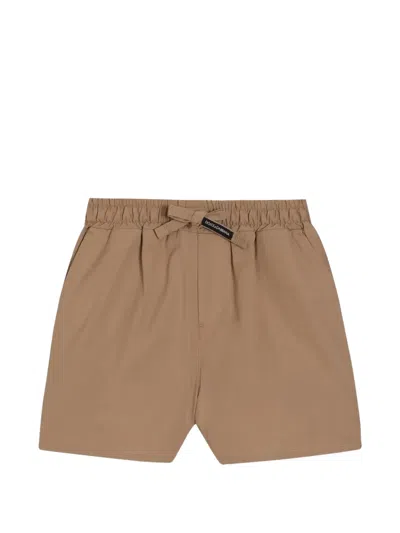 Dolce & Gabbana Babies' Poplin Bermuda Shorts With Dg Patch In Brown