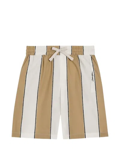 Dolce & Gabbana Kids' Poplin Bermuda Shorts With Striped Print In Multi