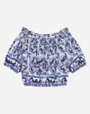 Dolce & Gabbana Majolica-print Poplin Top In Multicolor