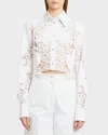 Dolce & Gabbana Poplin Button-front Shirt With Cutwork Lace Embroidery In White