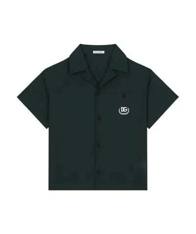Dolce & Gabbana Kids' Poplin Buttoned Shirt In Green