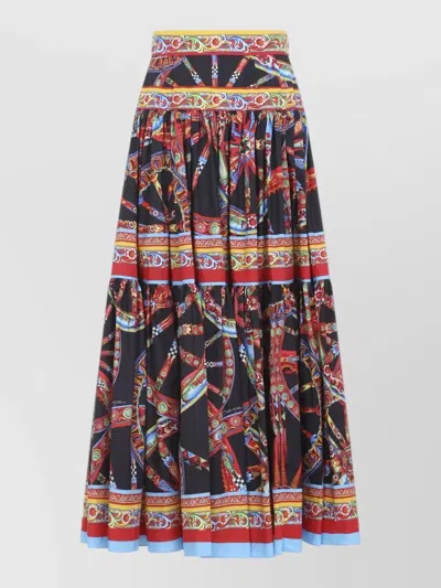 Dolce & Gabbana Poplin Carretto High Waist Maxi Skirt In Multi