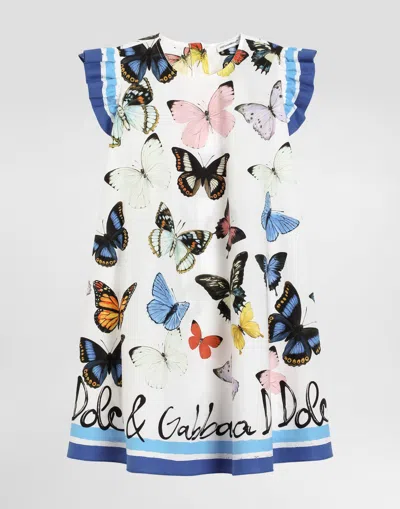 Dolce & Gabbana Poplin Dress With Butterfly Print