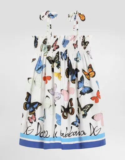 Dolce & Gabbana Poplin Dress With Butterfly Print