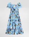 Dolce & Gabbana Poplin Dress With Butterfly Print In Print