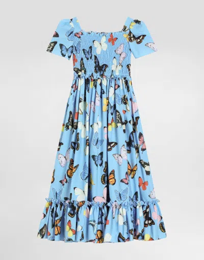 Dolce & Gabbana Poplin Dress With Butterfly Print