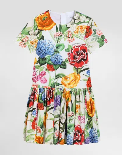 Dolce & Gabbana Poplin Dress With Floral Print In プリ
