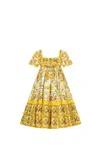 Dolce & Gabbana Majolica-print Cotton Dress In Yellow