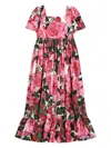 Dolce & Gabbana Floral Cotton Poplin Dress In Pink