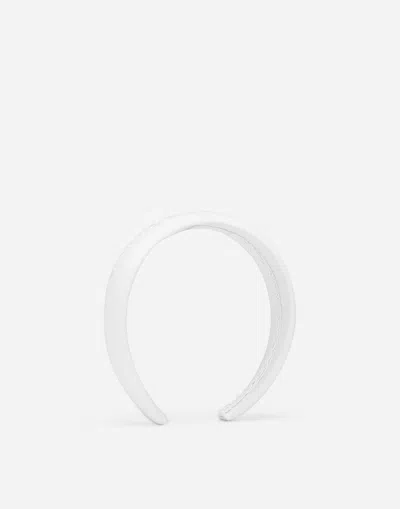 Dolce & Gabbana Poplin Hairband With Dolce&gabbana Logo In White