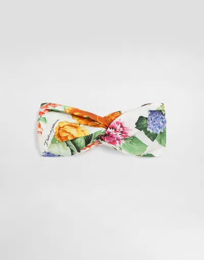 Dolce & Gabbana Poplin Headband With Flower Print In プリ