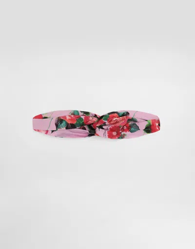 Dolce & Gabbana Poplin Headband With Print In Multicolor
