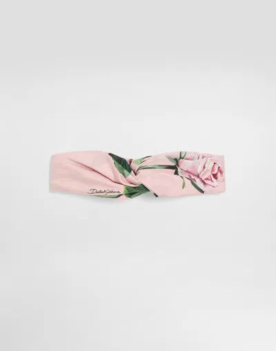 Dolce & Gabbana Poplin Headband With Rose Print
