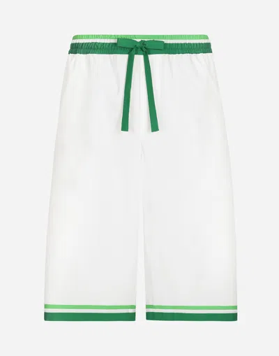 Dolce & Gabbana Majolica-print Cotton Shorts In White