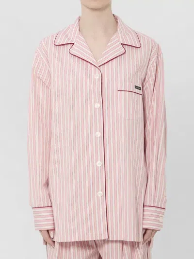 Dolce & Gabbana Poplin Lounge Shirt Regular Fit Piping In Pink