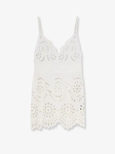 Dolce & Gabbana Cotton Minidress With Straps And Cut-out Detailing In White