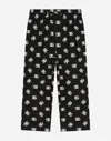 Dolce & Gabbana Poplin Pajama Trousers With Dg Logo Print In Multicolor