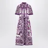 Dolce & Gabbana Poplin Shirt Dress With Maiolica Print In Purple