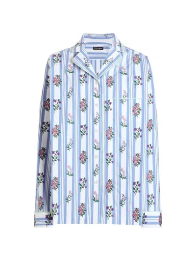 Dolce & Gabbana Pajamas Cotton Poplin Shirt In Blue