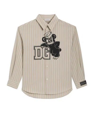 Dolce & Gabbana Kids' Poplin Shirt With Logo In Neutral