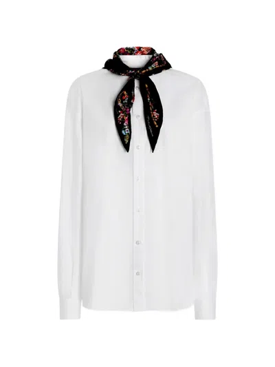 Dolce & Gabbana Poplin Shirt With Silk Scarf In White