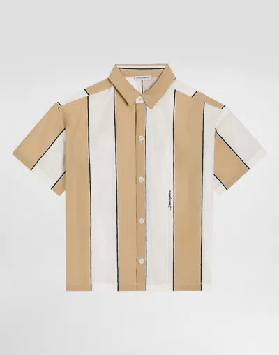 Dolce & Gabbana Kids' Poplin Shirt With Striped Print In Multi