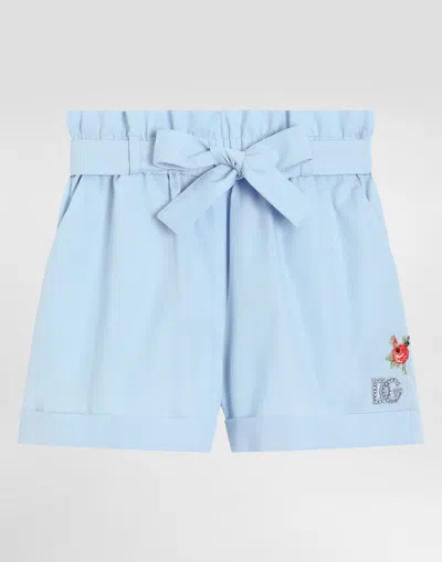 Dolce & Gabbana Kids' Poplin Shorts In Blue