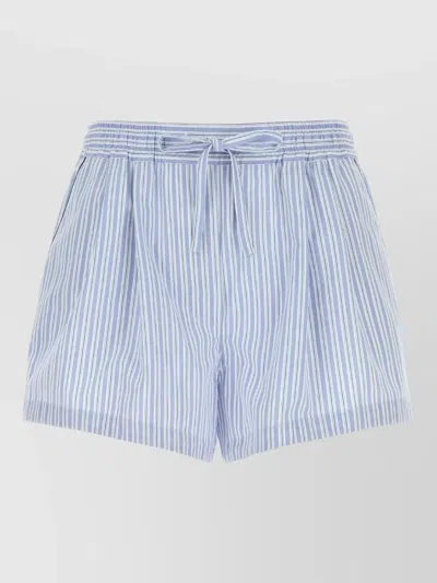 Dolce & Gabbana Poplin Shorts Embroidered Striped Pattern In Blue
