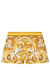 Dolce & Gabbana Poplin Shorts With Yellow Majolica Print In Yellow