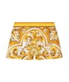 Dolce & Gabbana Poplin Shorts With Yellow Majolica Print In Yellow