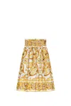 Dolce & Gabbana Majolica-print Cotton Skirt In Yellow