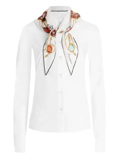 Dolce & Gabbana Poplin Shirt With Silk Scarf In White