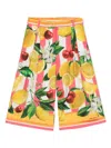 Dolce & Gabbana Wide-leg Lemon-print Trousers In Multicolour